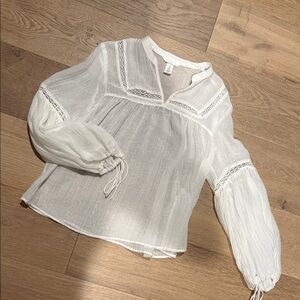 White Lace Detail Blouse